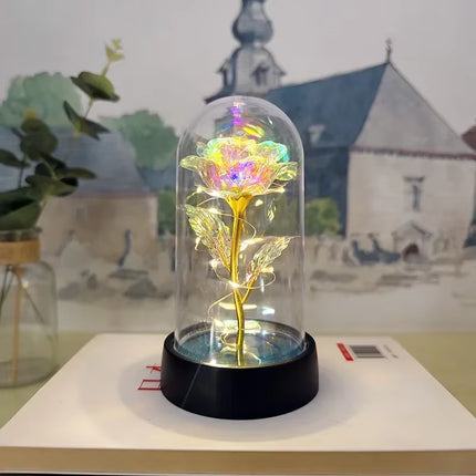 Rosa Eterna con Luz LED | Flor Artificial para Regalo de San Valentín, Bodas, Fiestas y Decoración Navideña