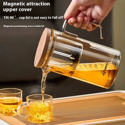 Taza de té de vidrio elegante con ventosa magnética, juego de té de alta gama con separador, ideal para ceremonias del té en el hogar