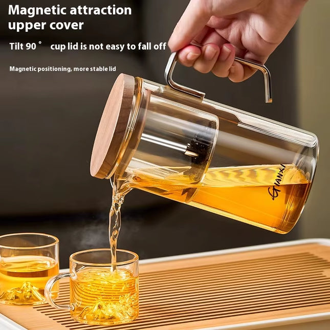 Taza de té de vidrio elegante con ventosa magnética, juego de té de alta gama con separador, ideal para ceremonias del té en el hogar