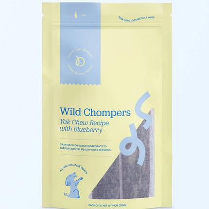 Golosinas dentales de yak para perros | Larga duración con arándano rojo y azul