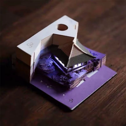 Bloc de Notas 3D Omoshiroi Block con Villa Rosa Romántica y Luz | Regalo Ideal para San Valentín