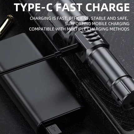 Linterna LED recargable USB de largo alcance, con zoom telescópico y luz potente para exteriores