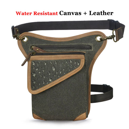 Bolso Bandolera de Piel Auténtica para Hombre | Multifuncional, Informal, con Cinturón de Cintura y Pernera para Viajes