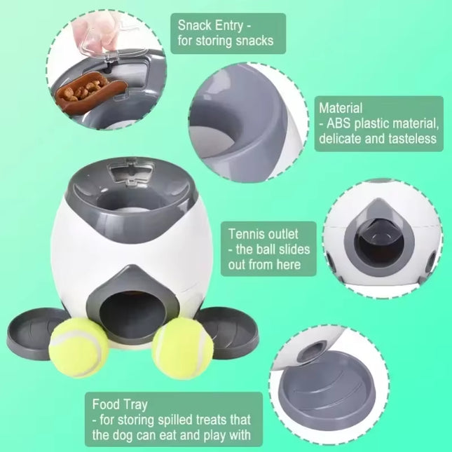 Lanzador automático de pelotas para perros | Máquina interactiva con pelotas de tenis y comedero inteligente para entrenamiento