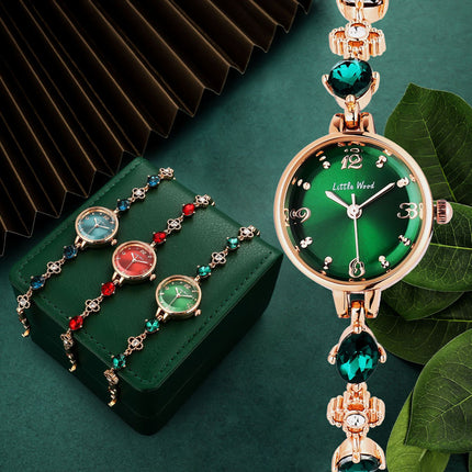 Reloj de pulsera verde para mujer, diseño pequeño y elegante, estilo jade, ideal como regalo