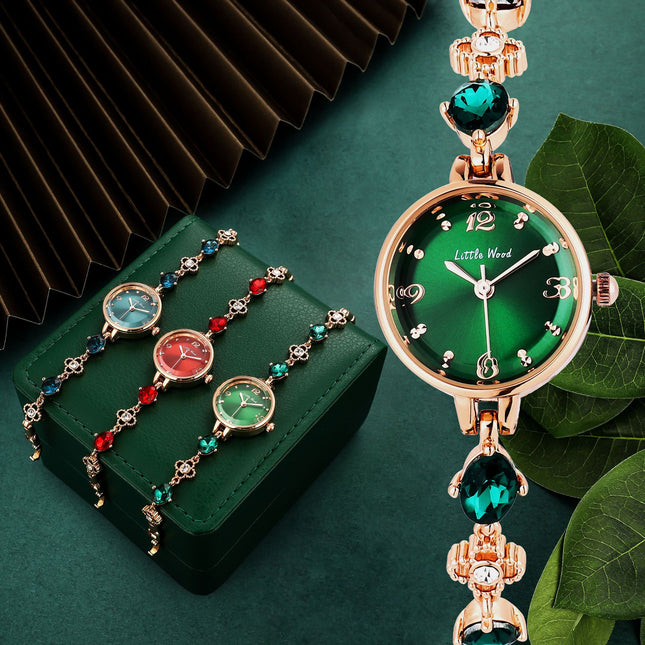 Reloj de pulsera verde para mujer, diseño pequeño y elegante, estilo jade, ideal como regalo