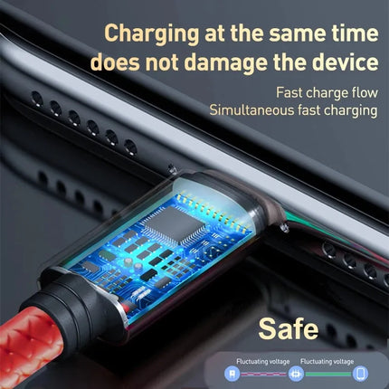 “Cable de Carga Rápida 3 en 1 Lovebay – USB Tipo C, Micro y iOS para iPhone, Huawei y Samsung | Trenzado de Nylon Duradero”