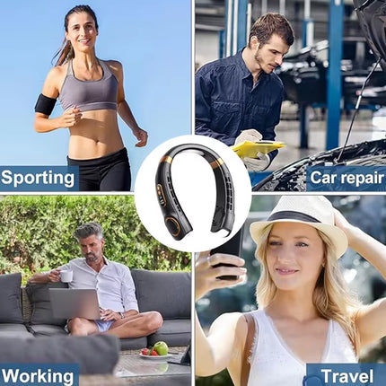 Ventilador de Cuello Sin Aspas | Silencioso, Portátil y Manos Libres con Viento Fuerte para Exteriores de Verano