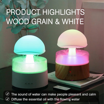 Humidificador de Lluvia en Forma de Nube | Aromaterapia, Luz Nocturna Multicolor y Atomización Ultrasónica